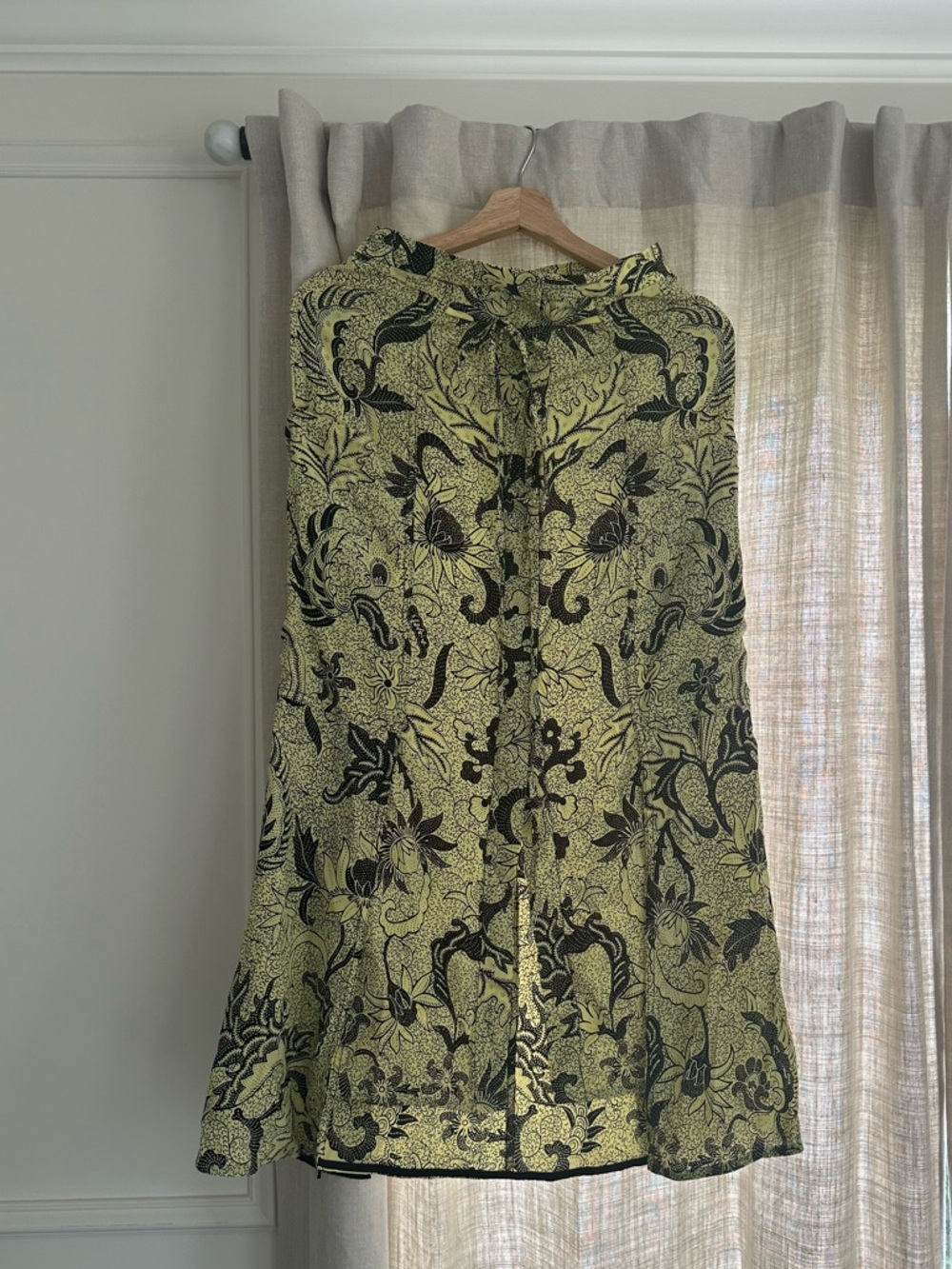 Diane Von Furstenberg Yellow and Black Floral Midi Skirt